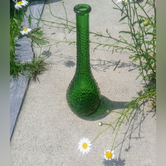 Empoli made in Italy. 15' green bubble Glass vase. Vintage MCM. - Picture 7 of 13